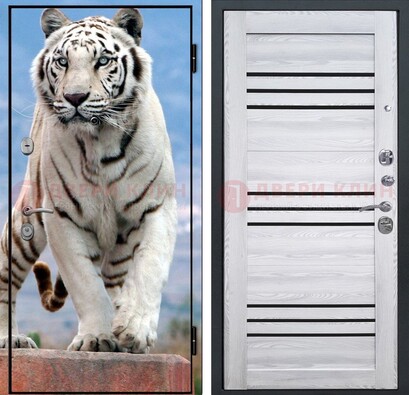 Стальная дверь с фотопечатью тигра ДФ-12 в Ульяновске