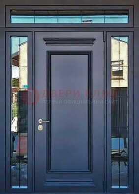 Черная металлическая дверь с фрамугой и филенкой ДФГ-19 в Ульяновске