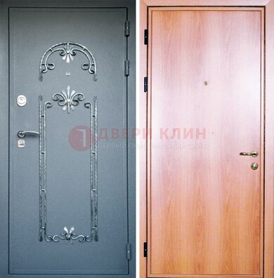 Железная дверь с ковкой ламинат внутри ДК-11 в квартиру в Ульяновске