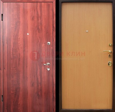 Красная железная дверь с ламинатом ДЛ-3 в Ульяновске