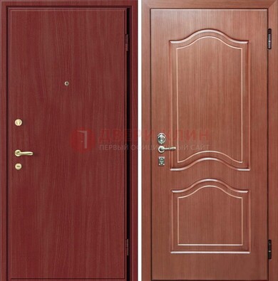 Красная металлическая дверь с ламинатом МДФ внутри ДЛ-8 в Ульяновске