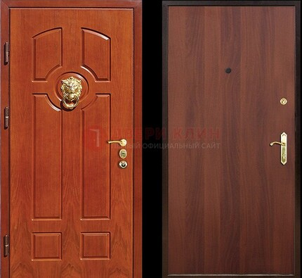Оранжевая стальная дверь с МДФ ламинат внутри ДМ-18 в квартиру в Ульяновске