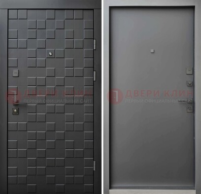 Темная стальная филенчатая дверь с МДФ ДМ-221 в Ульяновске