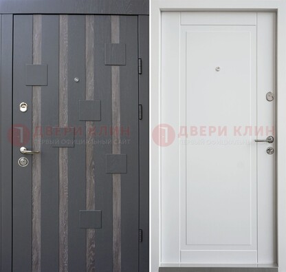 Темная металлическая дверь c белом МДФ внутри ДМ-231 в Ульяновске