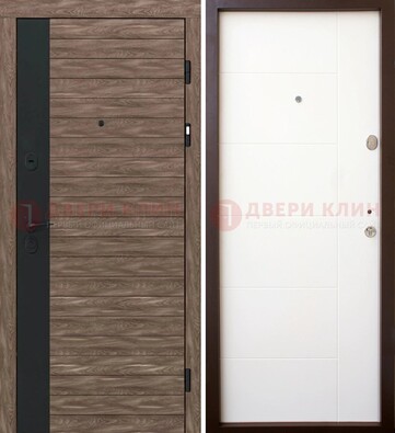 Коричневая входная дверь с черной вставкой МДФ ДМ-239 в Ульяновске