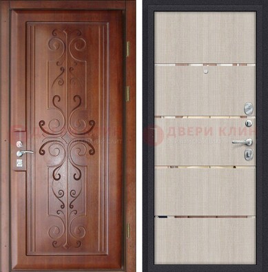 Металлическая дверь с панелями МДФ и вставками ДМ-358 в Ульяновске