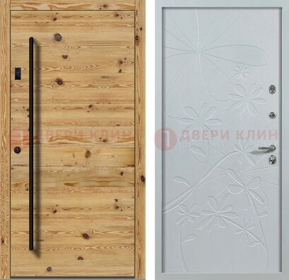 Металлическая дверь с МДФ в светлом цвете ДМ-412 в Ульяновске