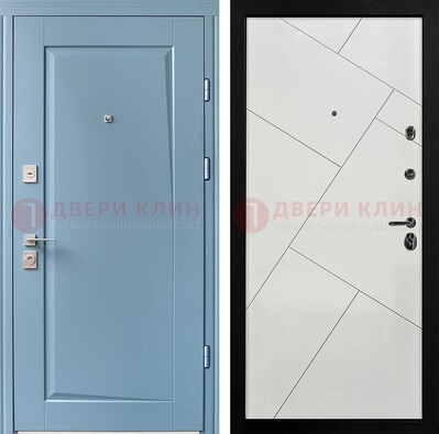 Синяя железная дверь с МДФ панелями ДМ-491 в Ульяновске