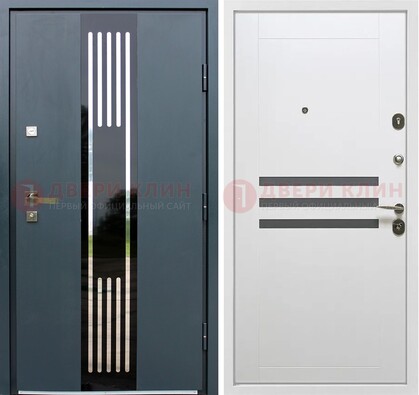 Темная квартирная дверь с разными МДФ ДМ-504 в Ульяновске