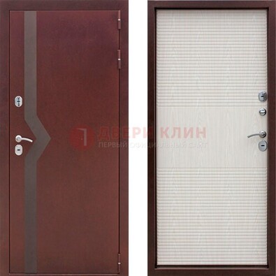 Бордовая металлическая дверь с порошковым напылением ДП-100 в Ульяновске