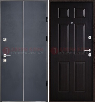 Железная дверь с порошковым покрытием и отделкой Темный орех внутри ДП-211 в Ульяновске