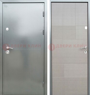 Металлическая серая дверь с порошковым покрытием и серым МДФ внутри ДП-250 в Ульяновске