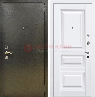 Железная темно-серая дверь с порошковым напылением и белой МДФ ДП-274 в Ульяновске