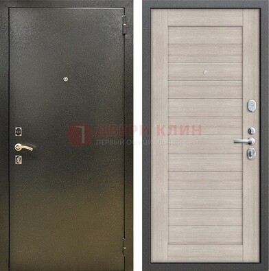 Стальная темно-серая дверь с порошковой отделкой и МДФ панелью ДП-278 в Ульяновске