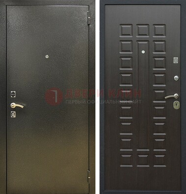 Темно-серая железная дверь с порошковым покрытием и МДФ Венге ДП-287 в Ульяновске