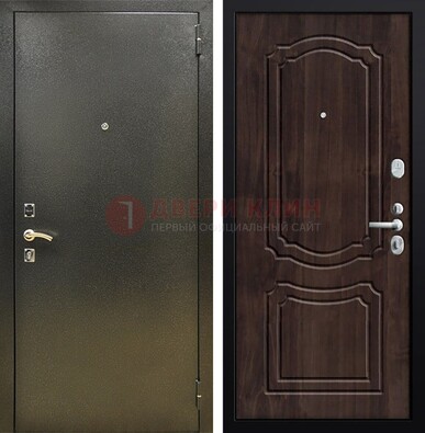 Темно-серая железная дверь с порошковым покрытием и коричневой МДФ ДП-288 в Ульяновске
