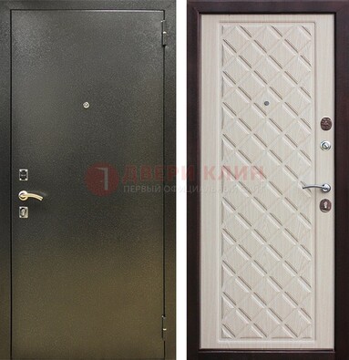 Темно-серая железная дверь с порошковым покрытием и филенчатой МДФ ДП-289 в Ульяновске