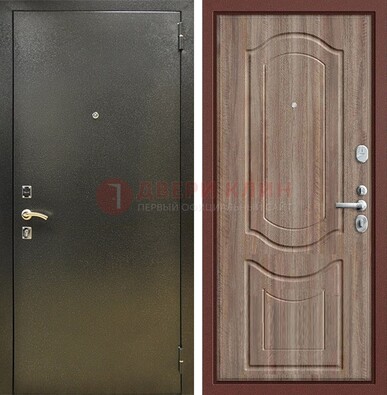 Темно-серая входная дверь с порошковым покрытием и коричневая МДФ ДП-290 в Ульяновске