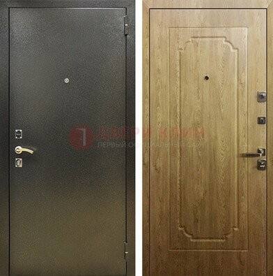 Темно-серая входная дверь с порошковым покрытием и МДФ Золотой дуб ДП-291 в Ульяновске