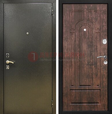 Темно-серая металлическая дверь с порошковым покрытием и МДФ коричневая ДП-292 в Ульяновске