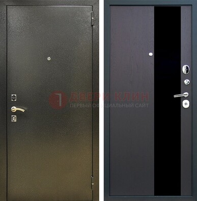 Входная темная дверь с порошковым покрытием и МДФ со стеклом ДП-294 в Ульяновске
