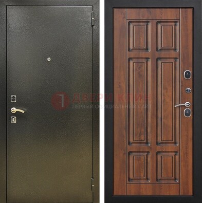 Металлическая входная темная дверь с порошковым напылением и МДФ ДП-299 в Ульяновске