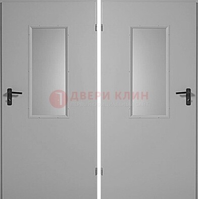 Белая металлическая противопожарная дверь с декоративной вставкой ДПП-7 в Ульяновске