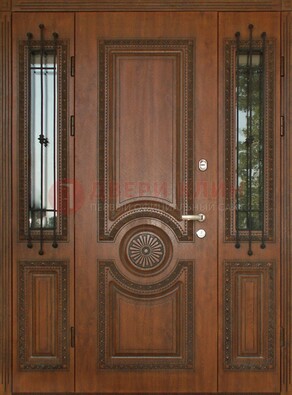 Парадная распашная стальная дверь Винорит со стеклом ДПР-106 в Ульяновске