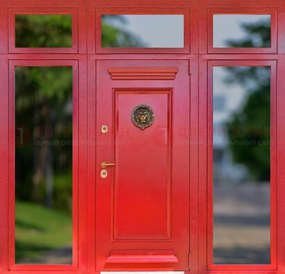 Красная парадная дверь для частного дома ДПР-88 в Ульяновске