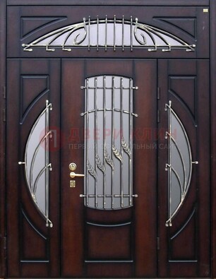 Парадная дверь со стеклянными вставками и ковкой ДПР-9 для улицы в Ульяновске