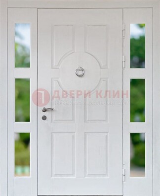 Белая стальная дверь со стеклом и фрамугами ДС-20 в Ульяновске