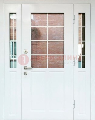 Белая стальная дверь со стеклом и фрамугами ДС-27 в Ульяновске