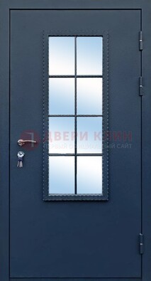 Темная металлическая дверь порошок со стеклом ДС-34 в Ульяновске
