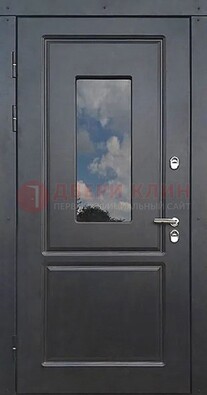 Чёрная металлическая дверь со стеклом ДС-77 в Ульяновске