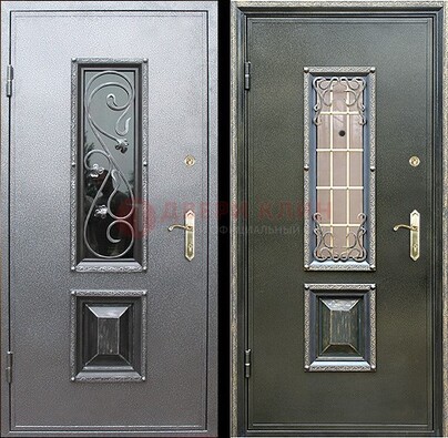 Звукоизоляционная металлическая дверь со стеклом и ковкой ДСК-12 в Ульяновске