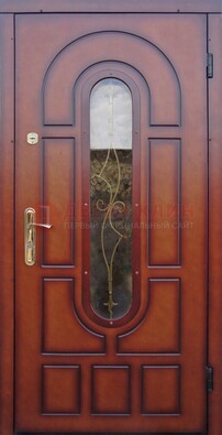 Яркая металлическая дверь Винорит со стеклом и ковкой ДСК-268 в Ульяновске