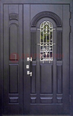 Входная дверь Винорит со стеклом и ковкой с узором ДСК-270 в Ульяновске