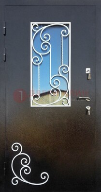 Входная дверь Порошок со стеклом и ковкой ДСК-278 в Ульяновске