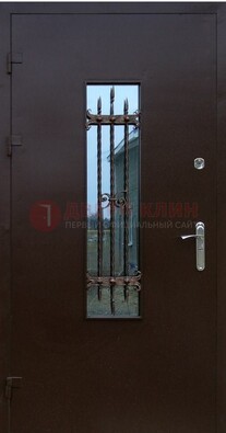 Надежная металлическая дверь со стеклом и ковкой ДСК-47 в Ульяновске