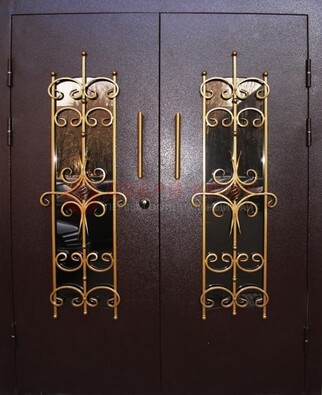 Металлическая дверь с ковкой и остеклением ДСК-49 в Ульяновске