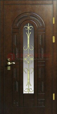 Дизайнерская металлическая дверь со стеклом и ковкой ДСК-50 в Ульяновске