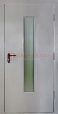 Белая металлическая противопожарная дверь со стеклянной вставкой ДТ-2 в Ульяновске