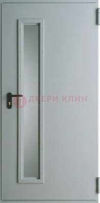 Белая железная противопожарная дверь со вставкой из стекла ДТ-9 в Ульяновске
