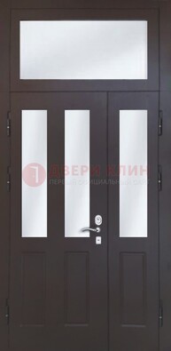 Черная тамбурная дверь со стеклянными вставками ДТМ-38 в Ульяновске