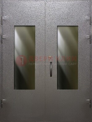 Серая тамбурная дверь со стеклянными вставками ДТМ-8 в Ульяновске