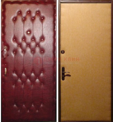 Бордовая металлическая дверь с винилискожей ДВ-1 в Ульяновске