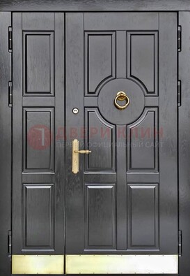 Черная металическая дверь с виноритом для дома ДВТ-241 в Ульяновске