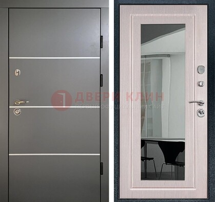 Черная металлическая дверь с зеркалом ДЗ-12 в Ульяновске