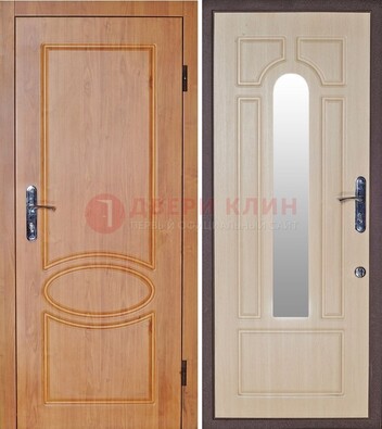 Светлая железная дверь с зеркалом ДЗ-24 в Ульяновске