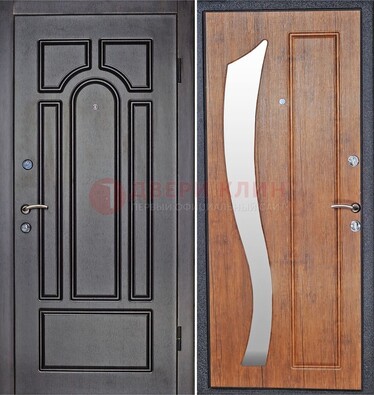 Темная железная дверь с зеркалом ДЗ-35 в Ульяновске
